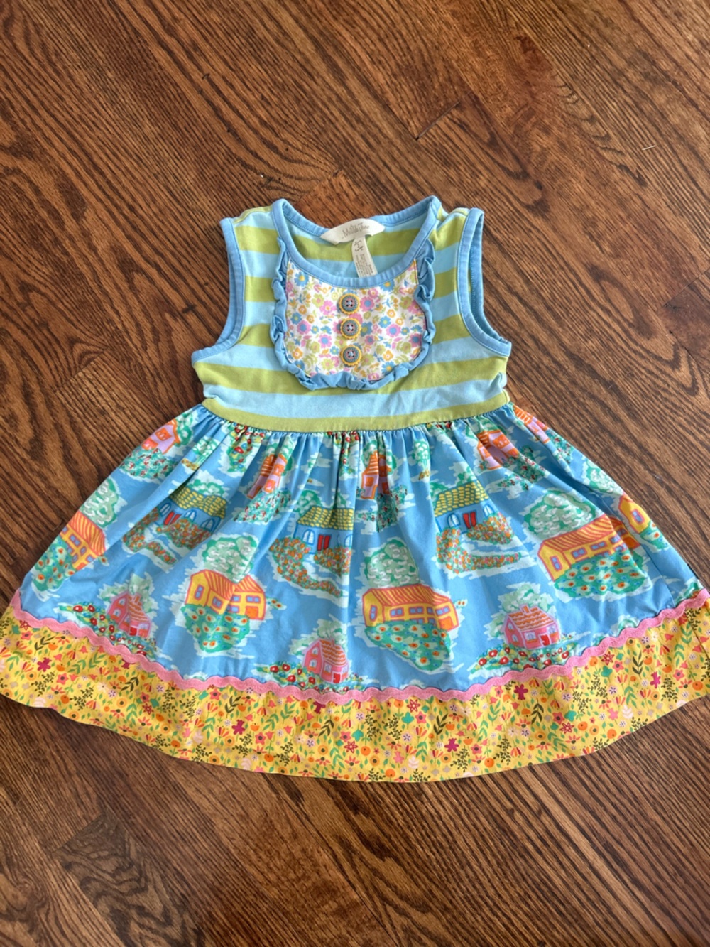 Matilda Jane Home Sweet Home Dress Size 2 Colorful Patchwork Cottage Print - Picture 2 of 6